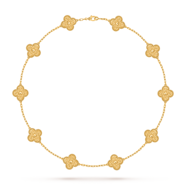 Vintage Alhambra necklace, 10 motifs 18K yellow gold