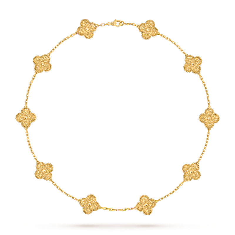 Vintage Alhambra necklace, 10 motifs 18K yellow gold