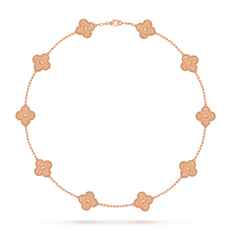 Vintage Alhambra necklace, 10 motifs 18K rose gold
