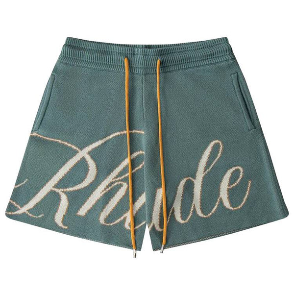 Short en tricot avec logo Rhude « Ivoire/Sauge »