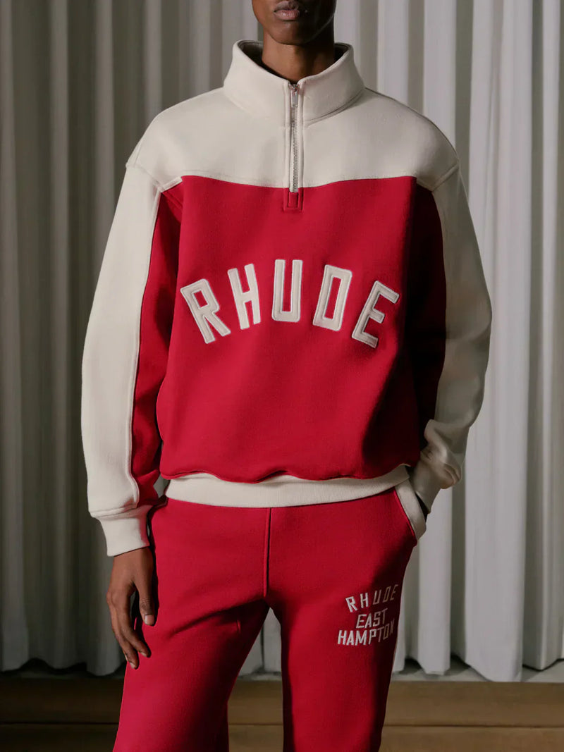 RHUDE CONTRAST QUART-ZIP VARSITY