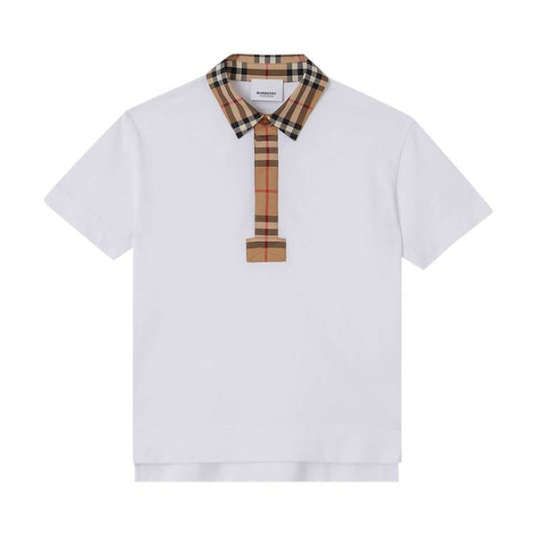 Polo Burberry Kids à carreaux vintage « Blanc »