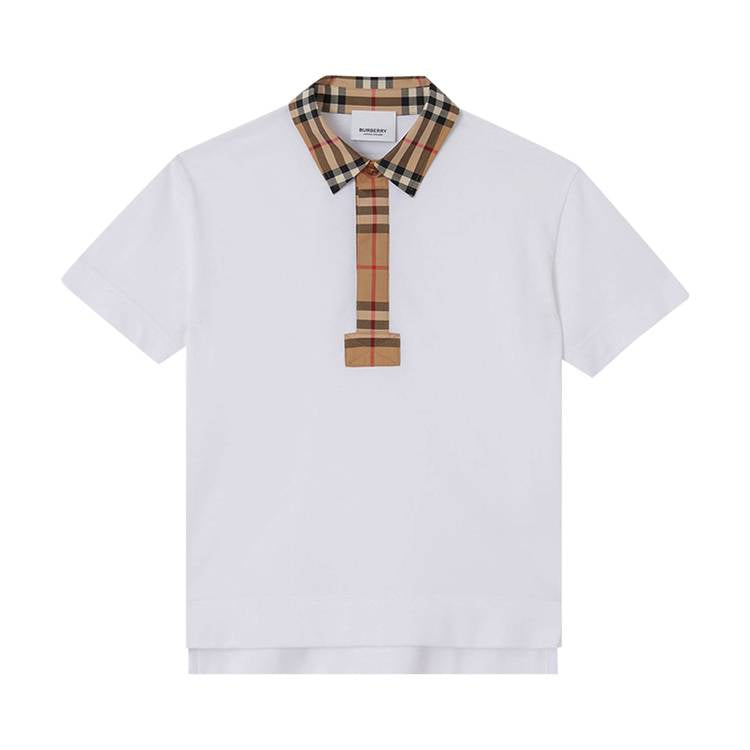 Polo Burberry Kids à carreaux vintage « Blanc »
