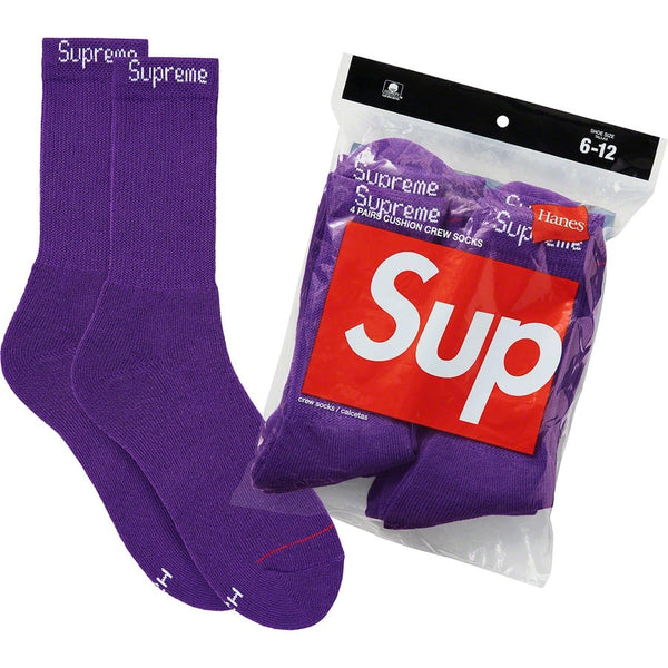 Chaussettes Supreme Hanes Crew (lot de 2) violettes