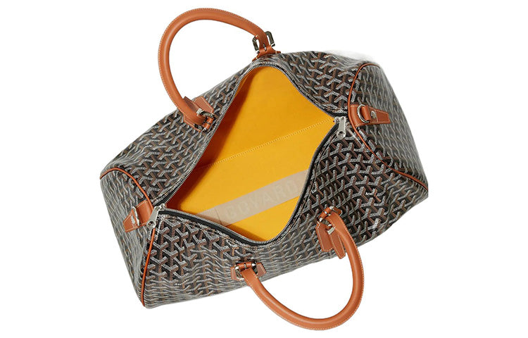 Sac à bandoulière portable en toile et cuir Boston de GOYARD, sac de voyage de taille moyenne, unisexe, marron