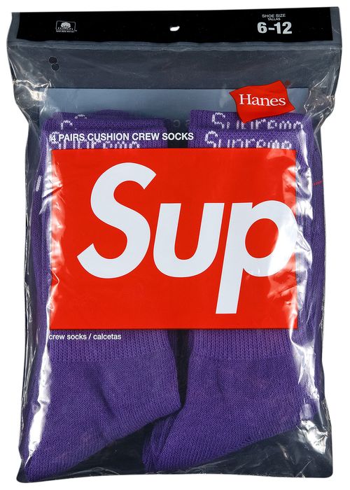 Chaussettes Supreme Hanes Crew (lot de 2) violettes