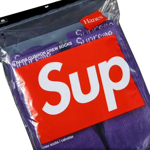 Chaussettes Supreme Hanes Crew (lot de 2) violettes