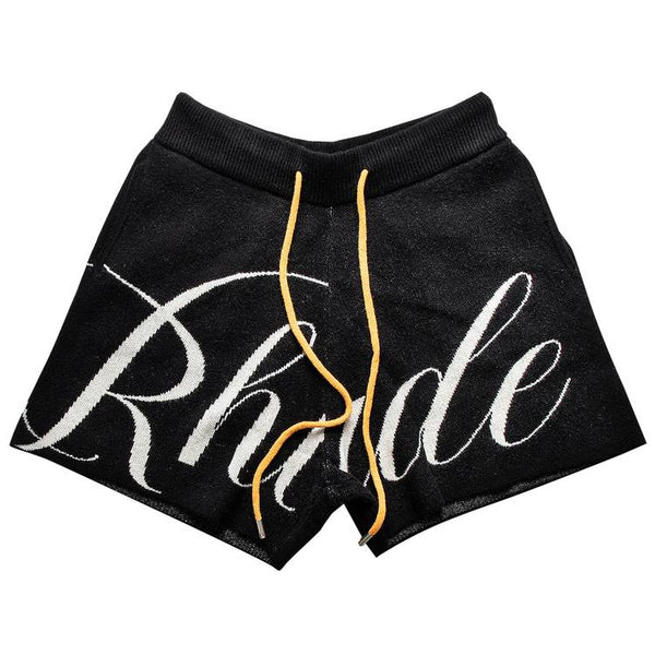 Short en tricot avec logo Rhude « Noir/Crème »