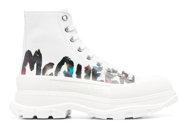 Alexander McQueen Tread Slick Boot Graffiti Weiß Mehrfarbig 