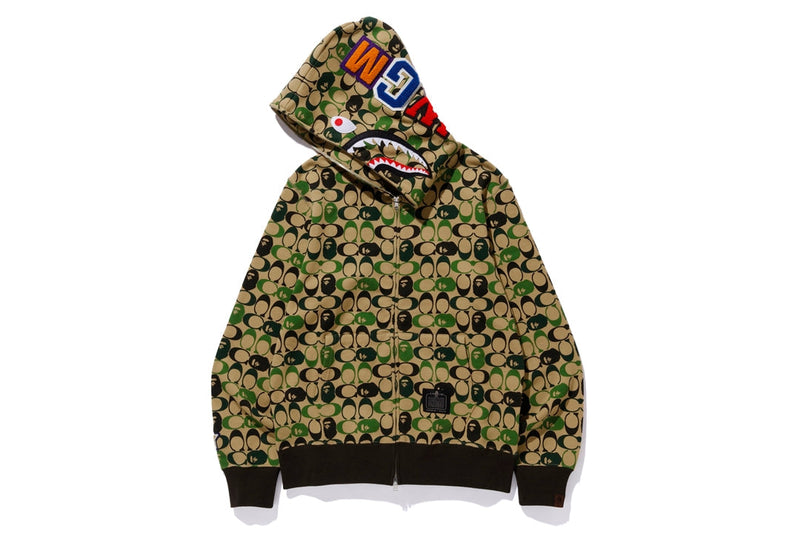 Sweat à capuche zippé BAPE x Coach Shark beige 