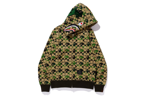 Sweat à capuche zippé BAPE x Coach Shark beige 