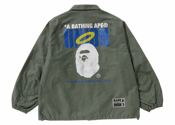 Veste d'entraîneur teinte pigmentaire BAPE x Union vert olive 