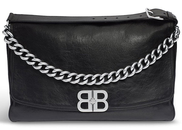 Grand sac à rabat Balenciaga BB Soft Noir