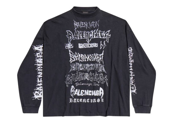 T-shirt Balenciaga DIY Metal à manches longues, coupe moyenne, noir/blanc