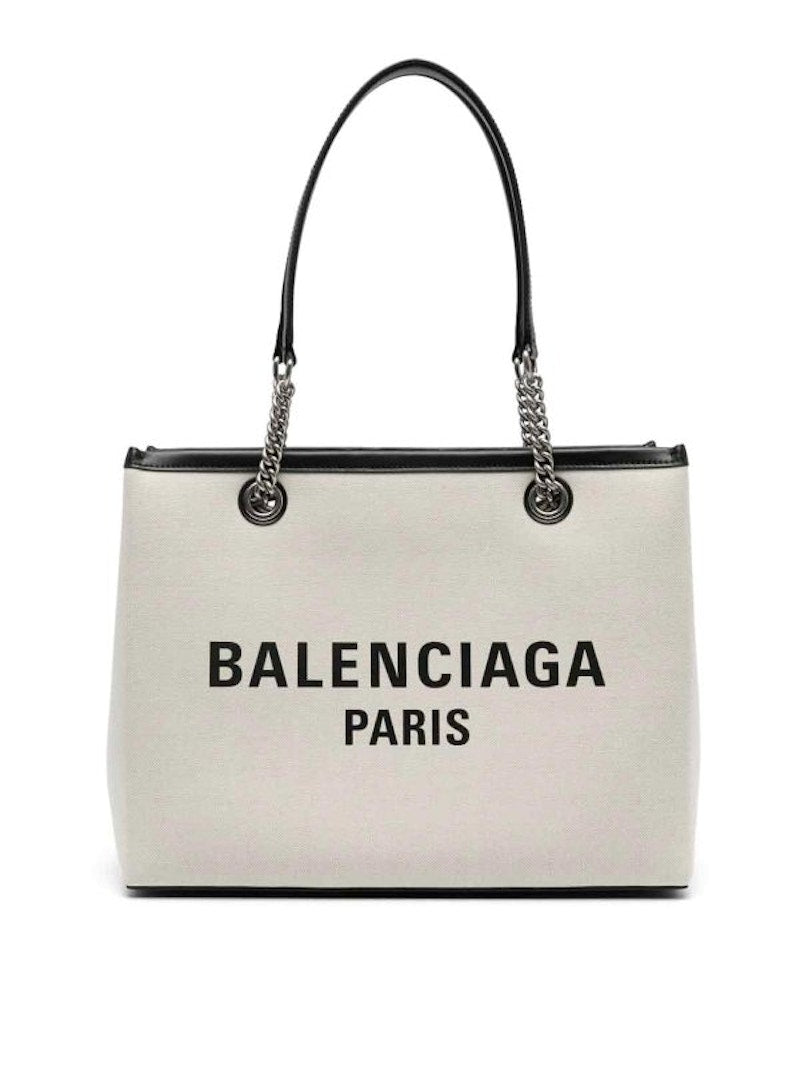 Sac fourre-tout Balenciaga Duty Free taille moyenne blanc/noir