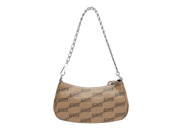 Mini sac Balenciaga Le Cagole avec chaîne BB Monogram Beige/Marron