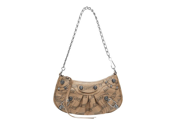 Mini sac Balenciaga Le Cagole avec chaîne BB Monogram Beige/Marron