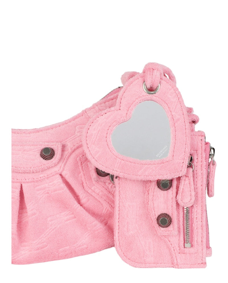 Sac à bandoulière Balenciaga Le Cagole XS rose clair