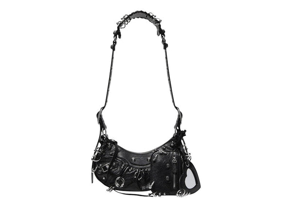 Sac à bandoulière Balenciaga Le Cagole XS avec piercing noir