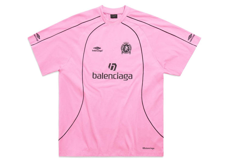 T-shirt Balenciaga Miami Soccer surdimensionné rose/noir