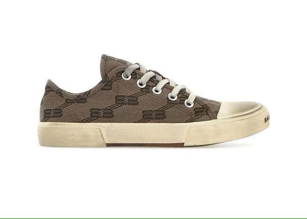 Balenciaga Paris Baskets basses BB Monogram Beige foncé Marron