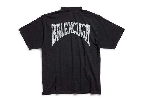 T-shirt Balenciaga Paris Tropical coupe moyenne noir