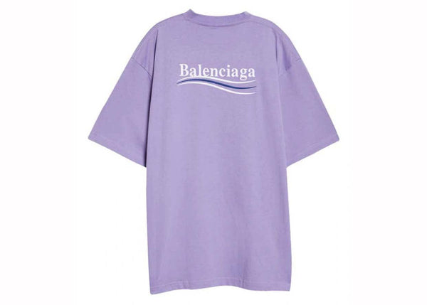 T-shirt oversize à imprimé logo Balenciaga pour la campagne politique, violet
