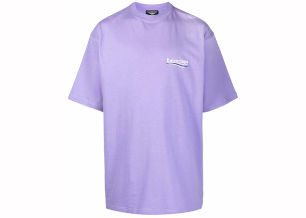 T-shirt oversize à imprimé logo Balenciaga pour la campagne politique, violet