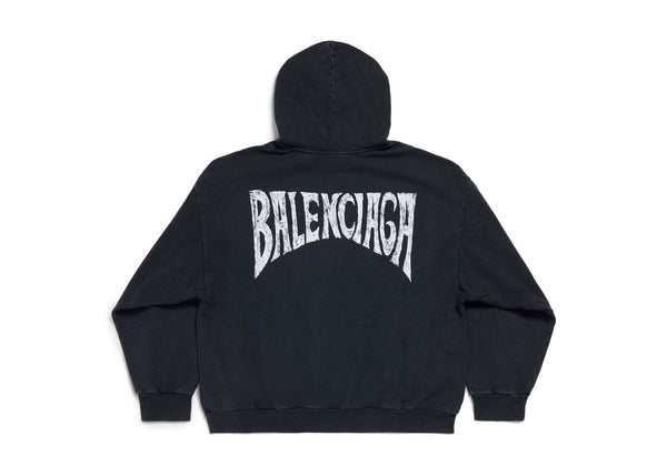 Sweat à capuche surdimensionné Balenciaga Political Stencil noir/blanc