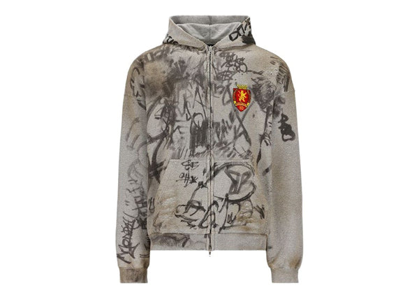 Sweat à capuche Balenciaga Scribbled Medium Fit Gris