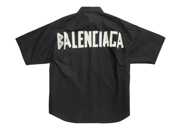 Chemise à manches courtes à bande Balenciaga Noir Blanc