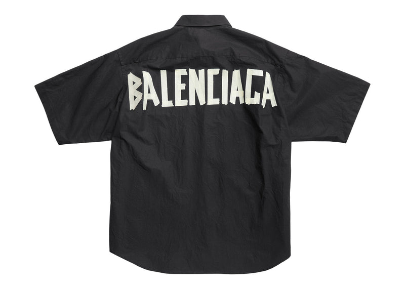Chemise à manches courtes à bande Balenciaga Noir Blanc