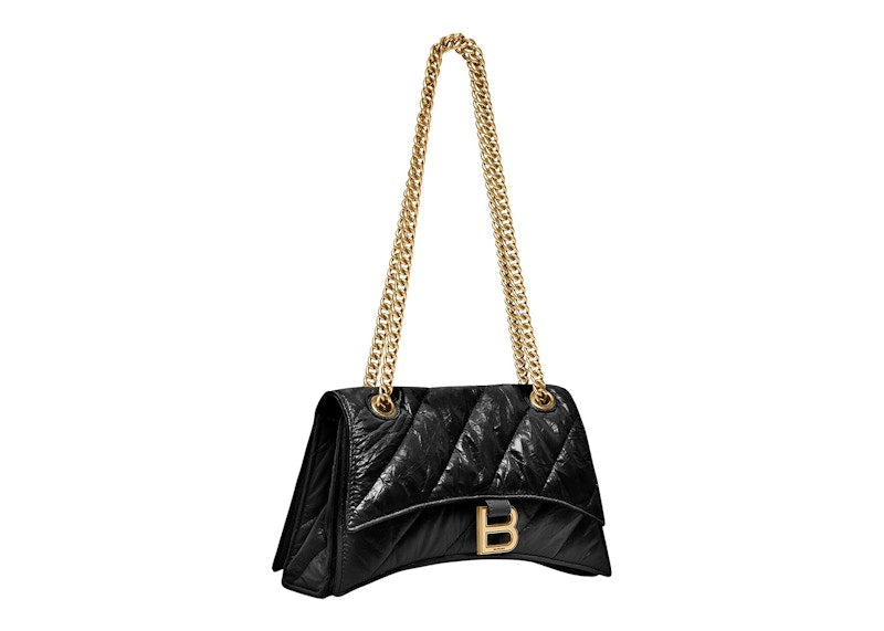 Sac Balenciaga Crush Small Chain pour femme, matelassé noir