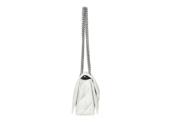 Sac Balenciaga Crush Small Chain pour femme, matelassé, blanc optique