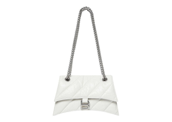 Sac Balenciaga Crush Small Chain pour femme, matelassé, blanc optique