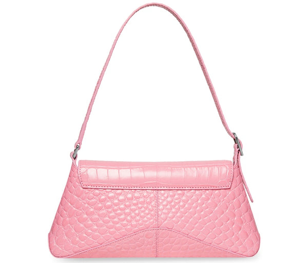 Petit sac à rabat en relief crocodile Balenciaga XX Rose