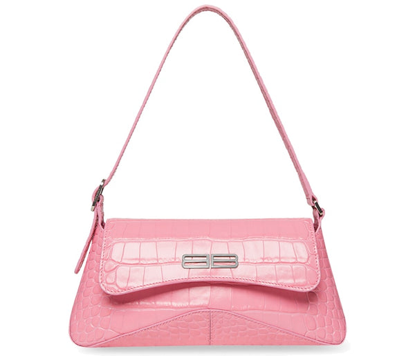 Petit sac à rabat en relief crocodile Balenciaga XX Rose