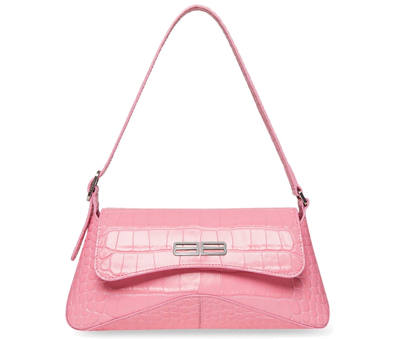 Petit sac à rabat en relief crocodile Balenciaga XX Rose