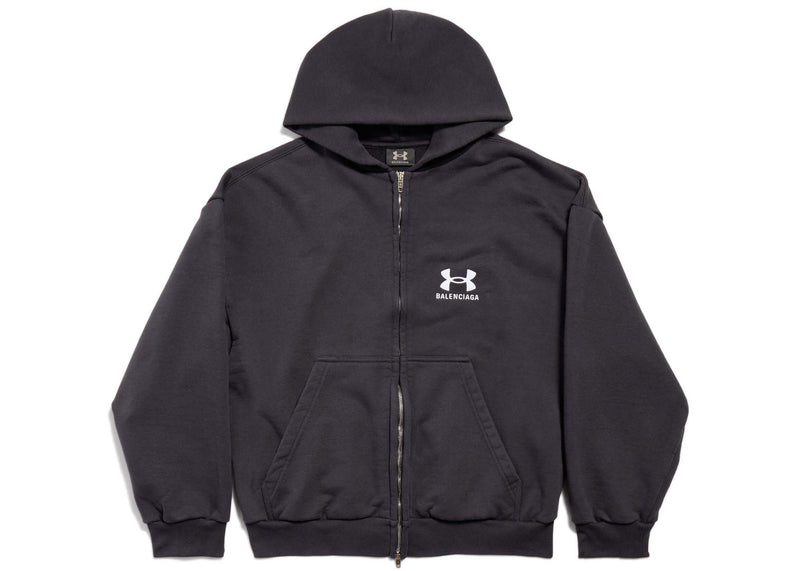 Sweat à capuche zippé Balenciaga x Under Armour coupe classique noir/blanc