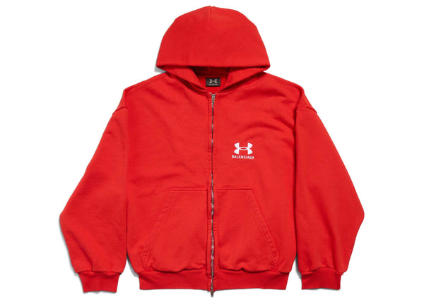 Sweat à capuche zippé Balenciaga x Under Armour coupe classique rouge/blanc