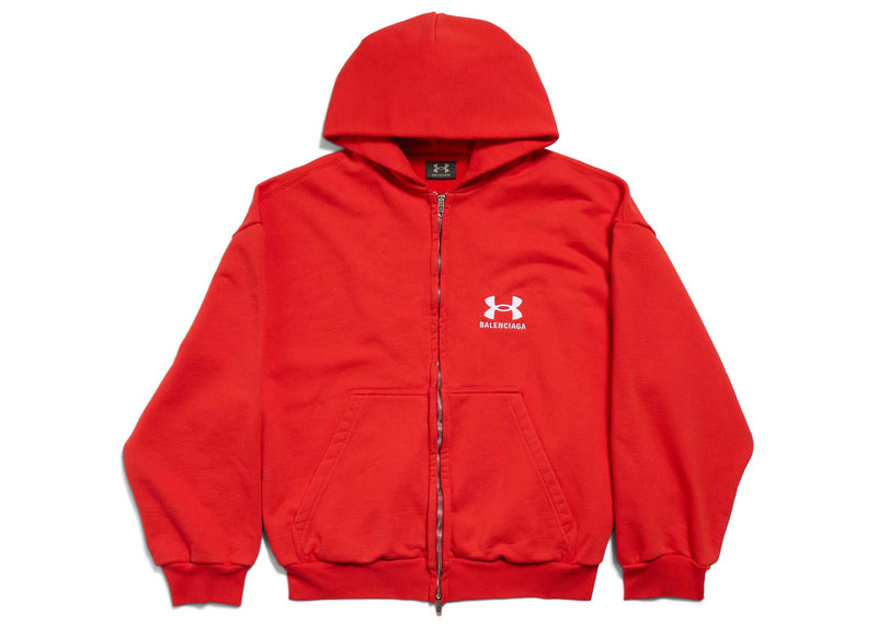 Sweat à capuche zippé Balenciaga x Under Armour coupe classique rouge/blanc
