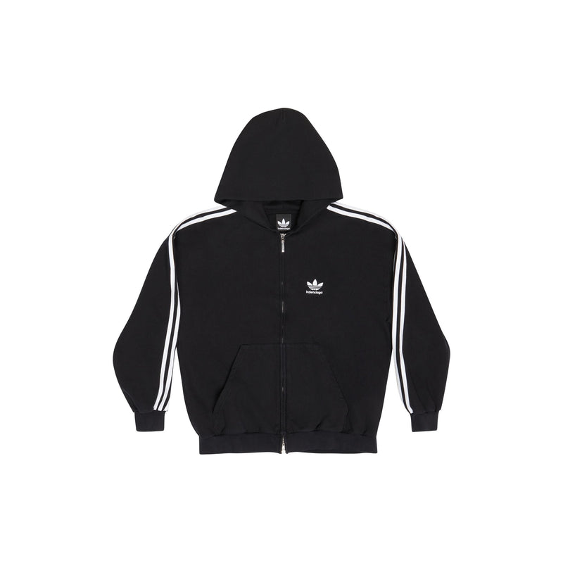 Sweat à capuche zippé Balenciaga x adidas, taille S, noir