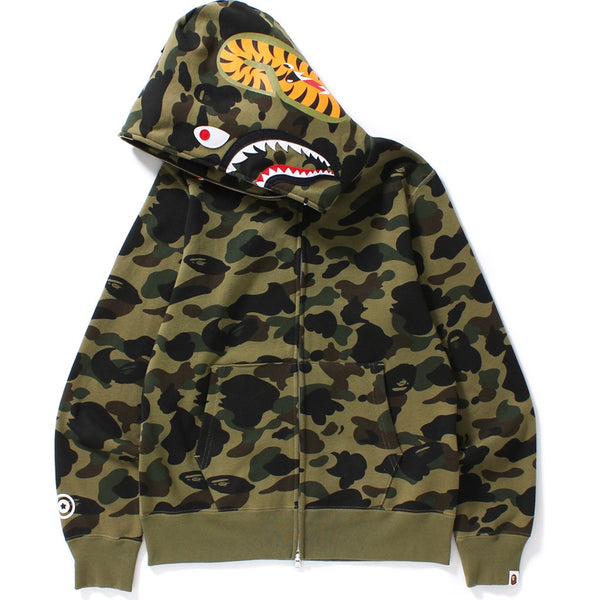 Sweat à capuche zippé BAPE 1st Camo Shark vert