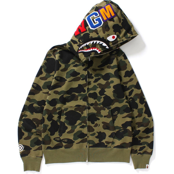 Sweat à capuche zippé BAPE 1st Camo Shark vert