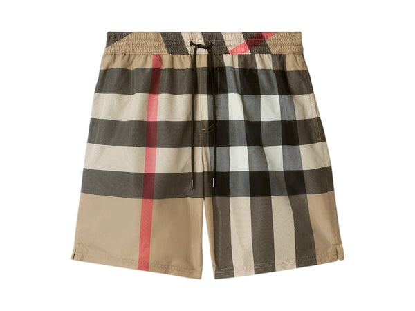 Short de bain à cordon de serrage Burberry Check Archive Beige