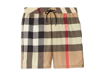 Short de bain à cordon de serrage Burberry Check Archive Beige