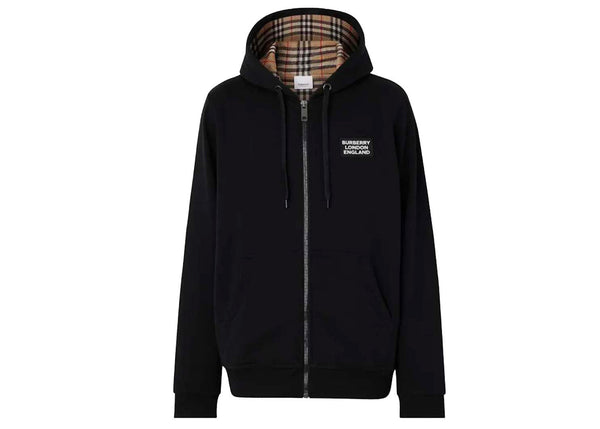 Sweat à capuche zippé en coton mélangé Burberry noir