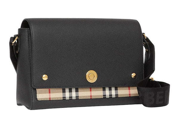 Sac bandoulière Burberry en cuir et Vintage Check Note Noir