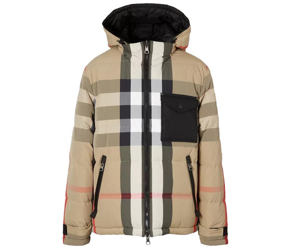 Doudoune réversible en nylon à carreaux Burberry Noir Archive Beige