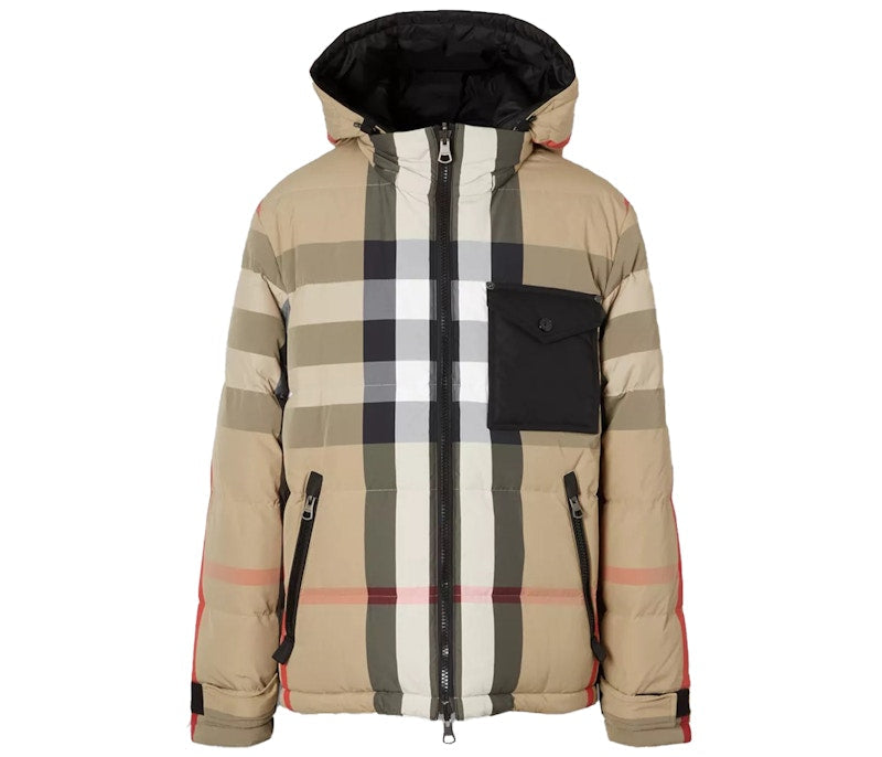 Doudoune réversible en nylon à carreaux Burberry Noir Archive Beige
